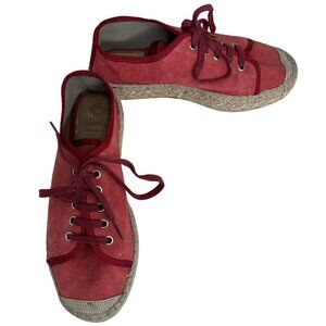 Red Canvas Lace-Up Espadrille Sneakers Womens Size 39 /us 8.5